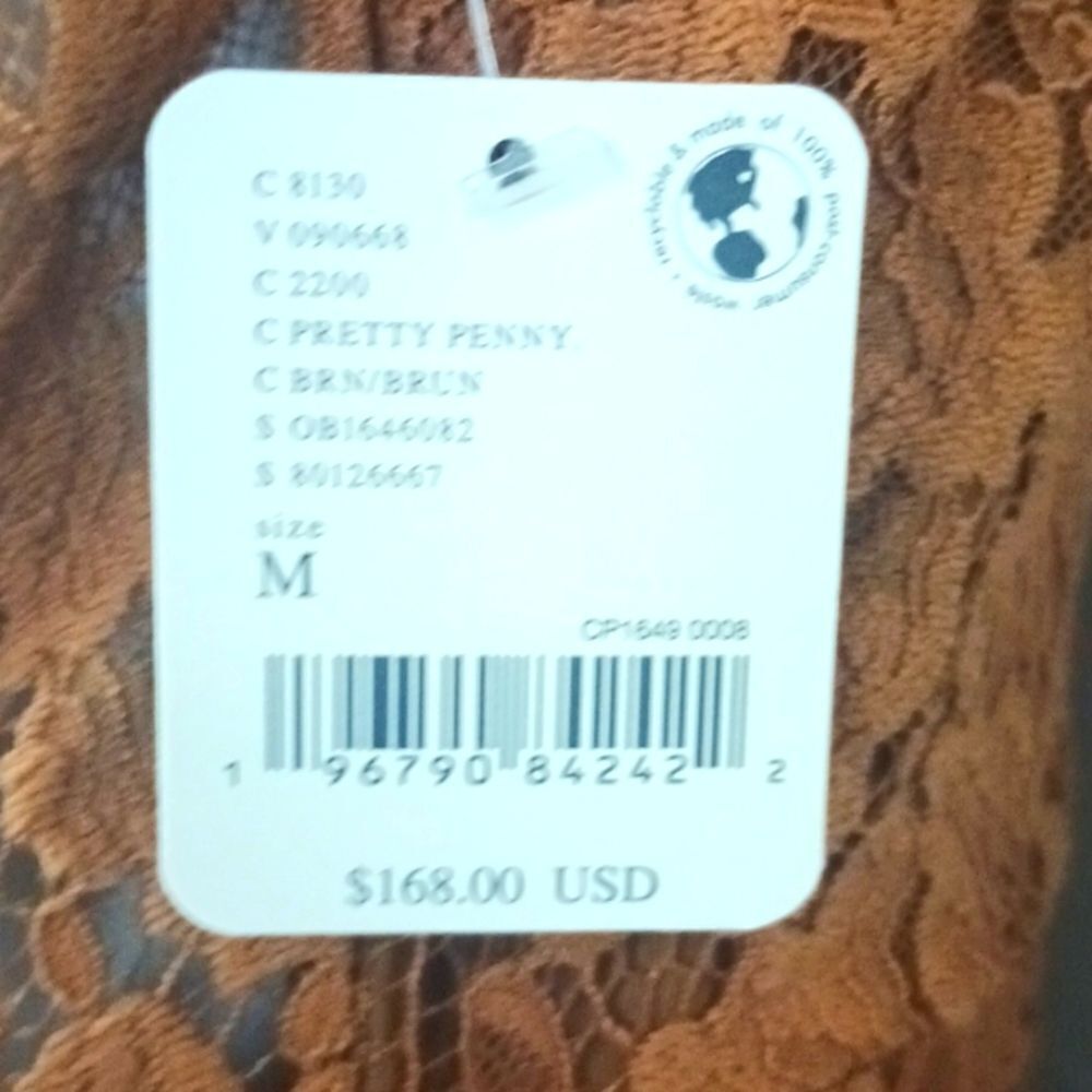 Free People Hailee copper lace short puff sleeve mini dress (M) - Picture 12 of 13